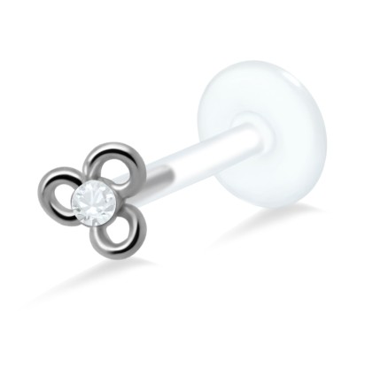 Flower Shaped Stone Set Labrets Push-in LA-378